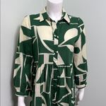 ZARA  green and cream tiered button front maxi dress size small Photo 8