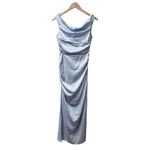 Here Comes the Sun NEW  In Blooms Off Shoulder Satin Maxi Dress Blue Large L NWT Photo 1
