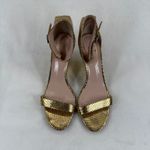 Kate Spade  New York Gold Leather Snake‎ Print D'orsay Pumps Wedge Sandals Sz 7 Photo 2
