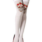 Boutique New Womens Day of The Dead Skull Halloween Costume Thigh High Stockings Photo 0
