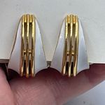 Trifari Vintage Crown  teardrop shaped hoops. Clip style Photo 1