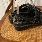 La Plume black leather croc embossed sandal with rhinestone 39 Size 8.5 Photo 6