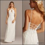 DB Studio Stretch Lace Halter Neck Gown White Size 14 Photo 1