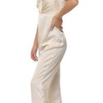 DO+BE Satin Front Knot Twist Spaghetti Strap Jumpsuit in Ivory Photo 1