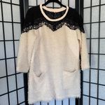 Anthropologie  Fuzzy Sweater Dress with Black Lace Detail Women’s Small Medium Photo 1