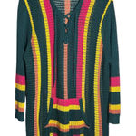 Torrid  Open Stich Pullover Striped Sweater Green Pink Yellow Fringe Hem Size 2 Photo 0