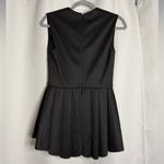 Cushnie et Ochs V Neck Pleated Silk Wool Black Sleeveless High Low Peplum Top 4 Photo 4