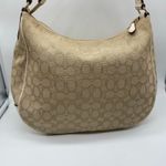 Coach Y2K Khaki White Jacquard Leather Fabric Trim Hobo Shoulder Tote Bag Retro Photo 4