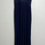 Nightway NW Navy Blue Halter Maxi Gown Dress Photo 4