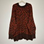 Ava & Viv NWT Brown Animal Print Crewneck Pull Over Sweater Photo 6