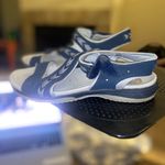 Dr. Scholls  Blue Leather & Fabric Panama Strap Sandals, Gel Cushion, Women 7 Photo 4