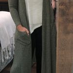 LuLaRoe  small green striped cozy duster cardigan Photo 2