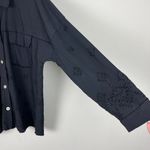 Made In Italy Jacket Topper Womens Large Black Eyelet Button Up Frayed Trim Edgy Photo 8