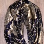 Navy Blue & Gold metallic floral formal scarf Photo 2