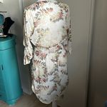 Anthropologie Daniel Rainn Surplice Chiffon Boho Feather Print Above The Knee Shirt Dress Photo 5