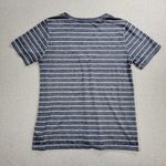 Lucky Brand Womens Top Size S Blue White Striped Classic V-Neck Short Sleeve Photo 3