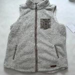 MarleyLilly NWT Women's Cream Sherpa Fleece Vest L Monogrammed Casual Photo 0