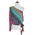 DO+BE  Top Bubble Hem Floral Y2K Off Shoulder Long Sleeve Bow Detail Boho Crop Photo 2