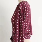 ZARA  burgundy and white polka dot wrap crop top size small Photo 3