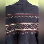 Brooks Brothers  Navy Red Christmas Fair-aisle 100% Wool Sweater Cardigan Women M Photo 7