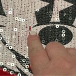 Disney  Womens Size Medium‎ 7 - 9 Red Mickey Mouse Face Clear Sequin Sweatshirt Photo 6