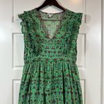 Sundance  Mystical Mosaics Green Boho Tiered Ruffle Cotton Maxi Dress Size Medium Photo 2
