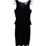 Ganni Eleanor Black Textured Sleeveless Low V Zip Back Peplum Dress Size XS Photo 1