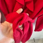 Chico's Chico’s 100% Boiled Wool Red Ruffle Front Zip Front Belted Jacket Size 2 Large Photo 1