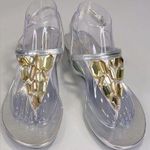 Simply Vera, Vera Wang SIMPLY VERA/VERA WANG Serena Silver Metallic Jeweled Wedge Sandals-9 Photo 0