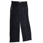 John Paul Richard Women's Black Velour Pants Large Wide Leg Side Button Detail Photo 1