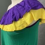 Mardi Gras One Shoulder Ruffle Top Vine & Love Size Small Casual Parade Party Purple Photo 1
