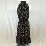 EXPRESS high mock neck smocked black ditsy floral midi dress size medium Photo 7