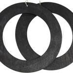 Extra Large Y2K Black Wooden Fashion Earrings Worn Once Photo 1