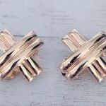 Vintage Clip On Earrings Warm Gold Tone Crossover Statement Large Photo 1