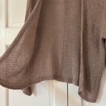 Poetry Taupe Knit Open-Front Cardigan Open Knit 100% Linen Sweater Cocoon Style Photo 3