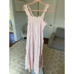 Quince  Linen Smocked Maxi Dress Pink Ruffle Strap XL Cottagecore Parisian Garden Photo 2