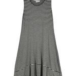 Habitat Black & Gray Striped Sleeveless High Low Midi Dress Scoop Neck Lagenlook Photo 0