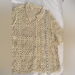 Ultra Pink NEW Crochet Cardigan Sweater Women L Ivory Grannycore Photo 4
