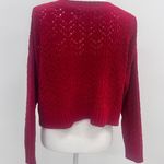 American Eagle Red Soft Knit Crop Long Sleeve Loose Fit Sweater Small Photo 2