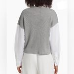 Naadam Gauze Mixed Media Cardigan XS Gray Photo 4