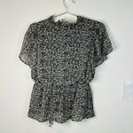 Mittoshop Women’s Floral Peplum Top Boho Chic Ruffle Short Sleeve Blouse Large Photo 4