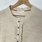 Boden Lara Frill Henley 100% Merino Wool Sweater 16/18 XL Beige Tan Knit Cottage Photo 1