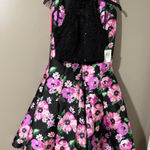 B Darlin  Black and Pink Sequin Halter Prom Dress Photo 0