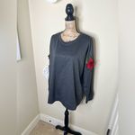 Very J NTM:  Thicker Charcoal Long Sleeve Top with 3D Rose Embroidery Sz XL Photo 4