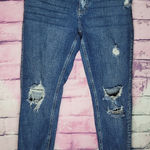 KANCAN RUSSELL MID RISE BOYFRIEND DISTRESSED RAW ANKLE JEANS 9/28 Blue Photo 0