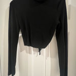 Final Touch  Black Ribbed Open Back Turtleneck Crop Top Photo 0