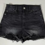 American Eagle Black ‘Super Stretch’ Stone-Washed High-Rise Denim Jean Shorts Bottoms Size 2 🖤 Photo 0