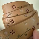 Vintage Y2K DKNY Floral Flower Embossed Tan Leather Belt Boho HoboWomen's Size M Photo 2