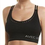 Avec Les Filles  Seamless Sports Bra Women's Size XL Black Strappy CrossBack Photo 0
