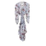 VICI VICl Chiffon Floral High Low Dress Lace Up Long Sleeves Cut Out Blue Size XS EUC Photo 8